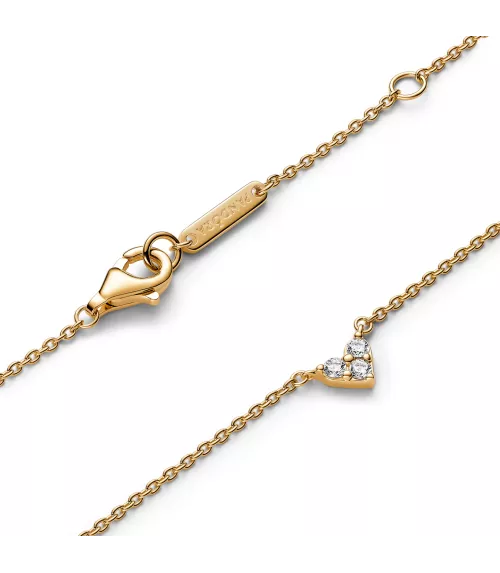 Collar con un recubrimiento en oro de 14k Corazón Triple Gema​