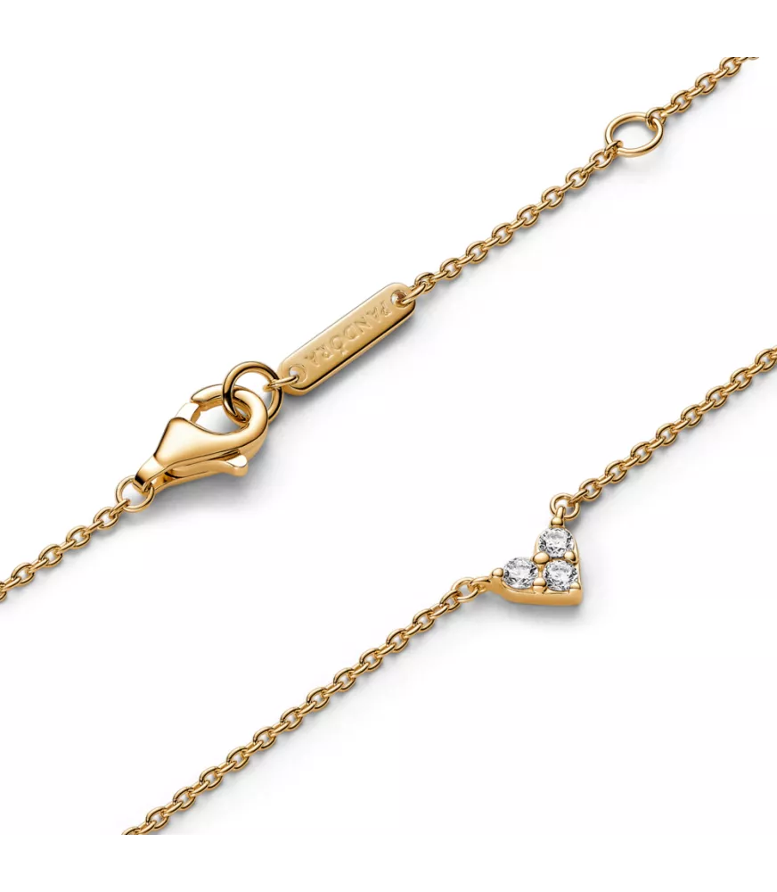 Collar con un recubrimiento en oro de 14k Corazón Triple Gema​