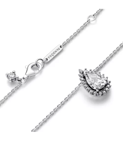 Collar en plata de ley Halo Brillante Corte Pera​