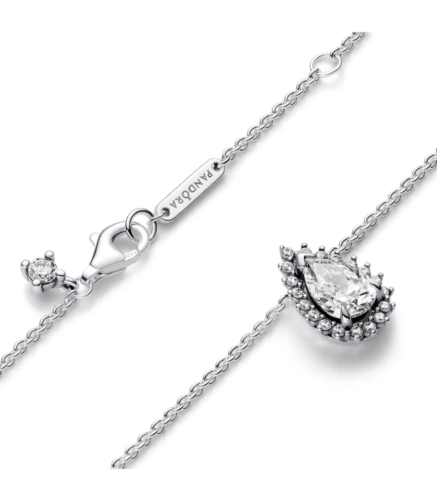 Collar en plata de ley Halo Brillante Corte Pera​