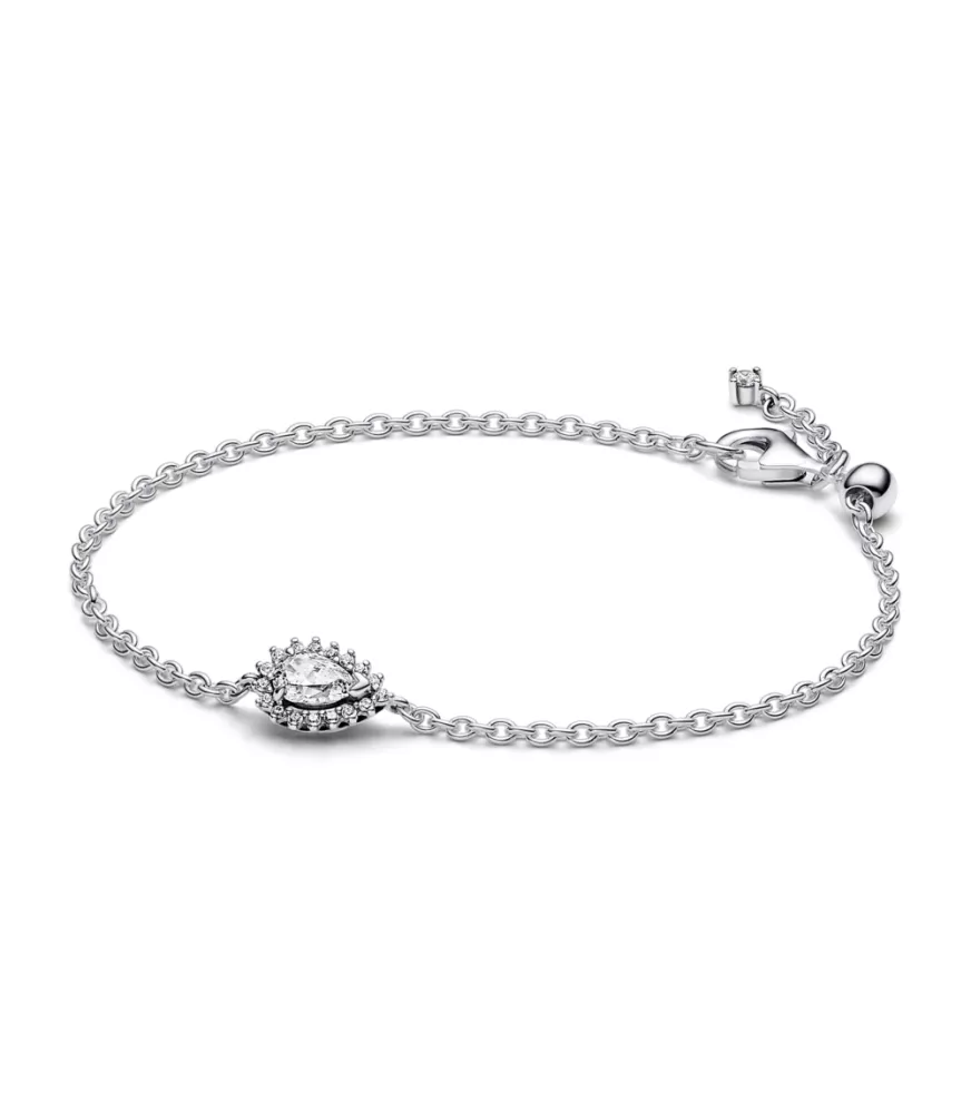 Pulsera en plata de ley Halo Brillante Corte Pera​