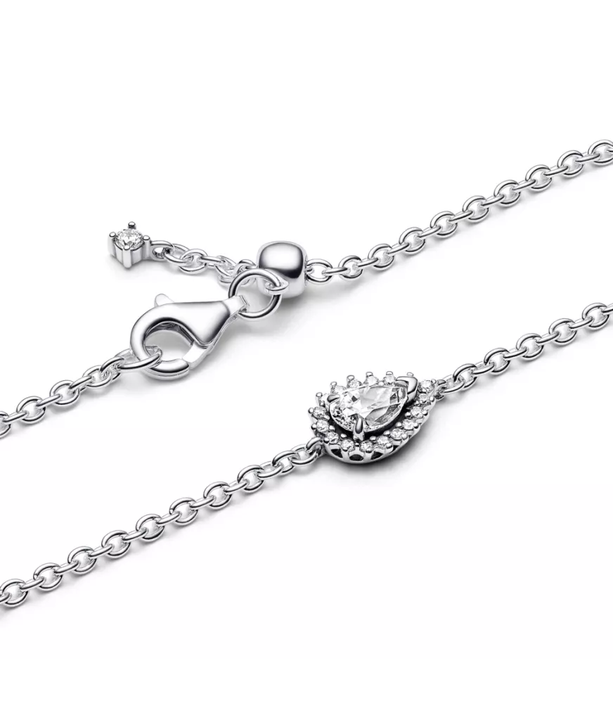 Pulsera en plata de ley Halo Brillante Corte Pera​
