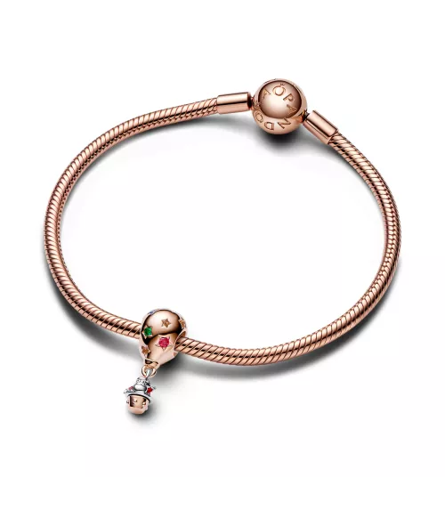 Charm en plata de ley y con un recubrimiento en oro rosa de 14k Santa Claus en Globo Aerostático en Dos Tonos​