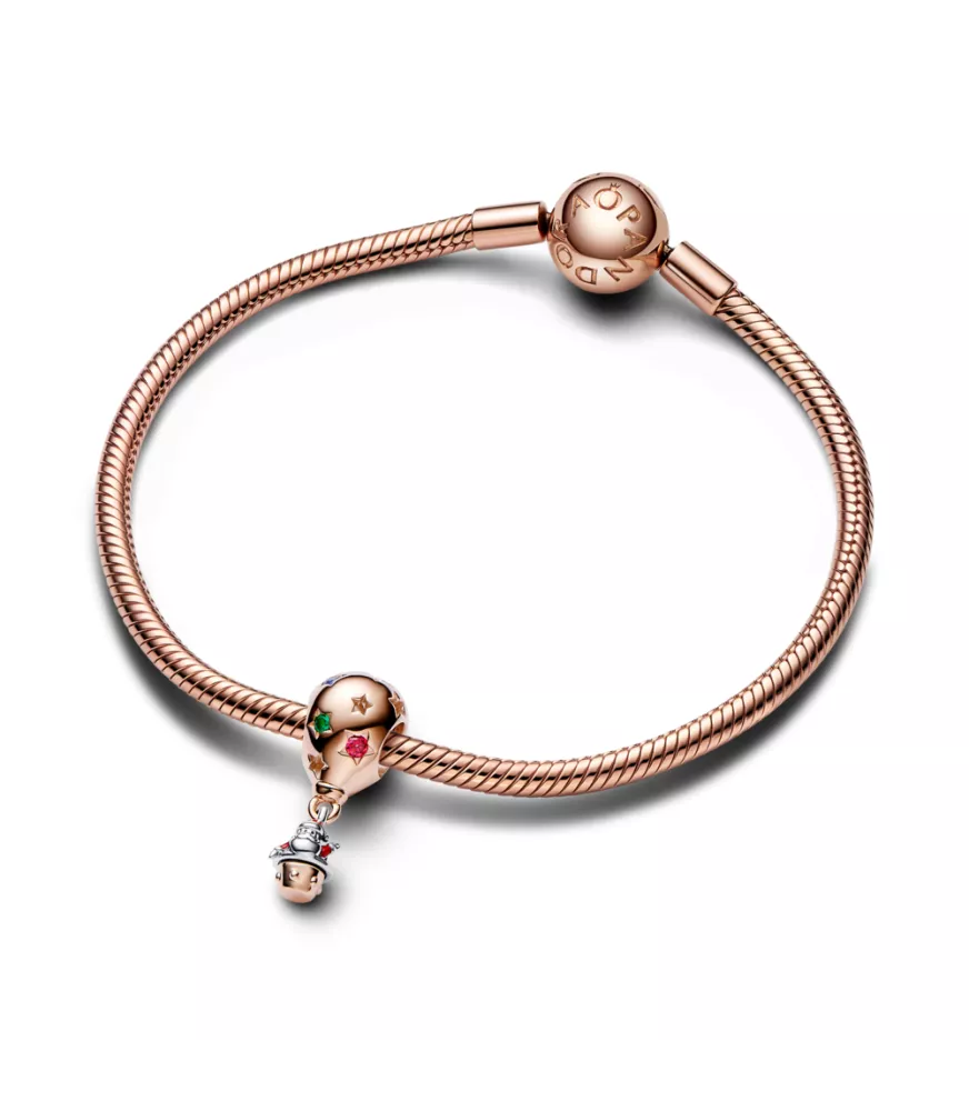Charm en plata de ley y con un recubrimiento en oro rosa de 14k Santa Claus en Globo Aerostático en Dos Tonos​