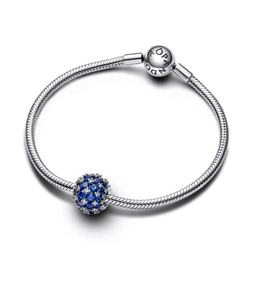 Charm en plata de ley Azul Redondo Brillante en Pavé​