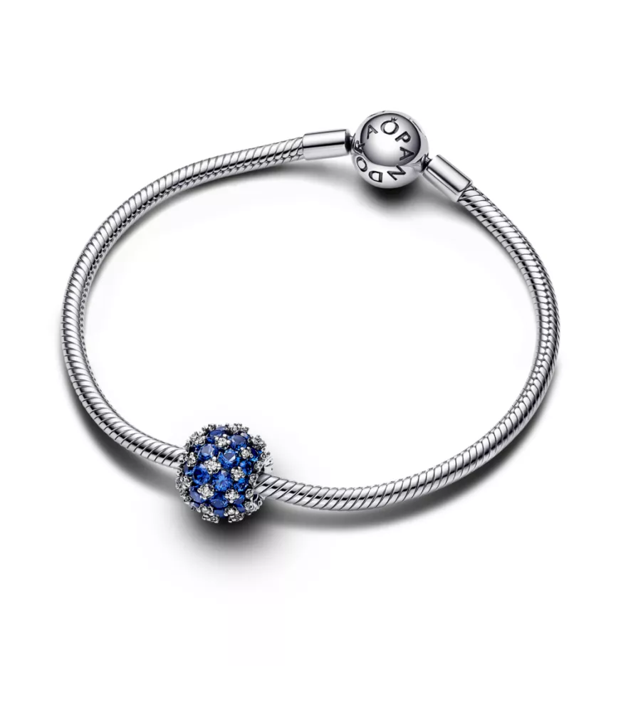 Charm en plata de ley Azul Redondo Brillante en Pavé​