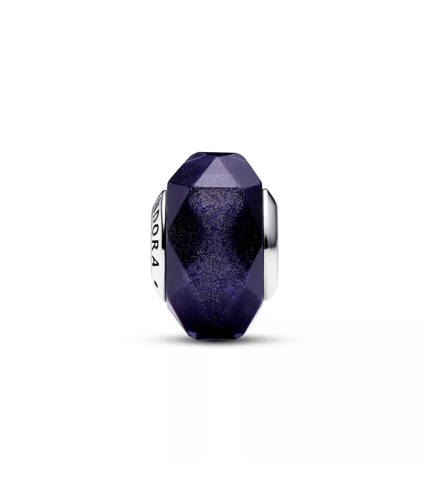  Charm en plata de ley Cristal de Murano Azul Facetado