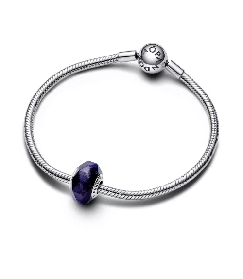  Charm en plata de ley Cristal de Murano Azul Facetado