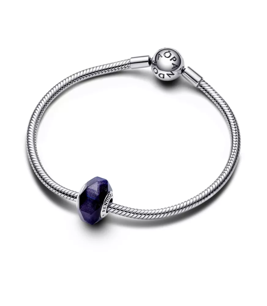  Charm en plata de ley Cristal de Murano Azul Facetado