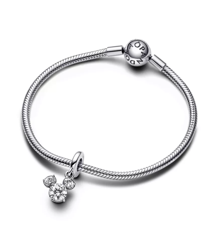 Charm Colgante en plata de ley Silueta Brillante Cabeza Mickey Mouse de Disney