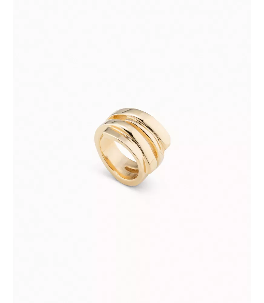 Anillo Maratua Island UNOde50, en metal bañado en oro.