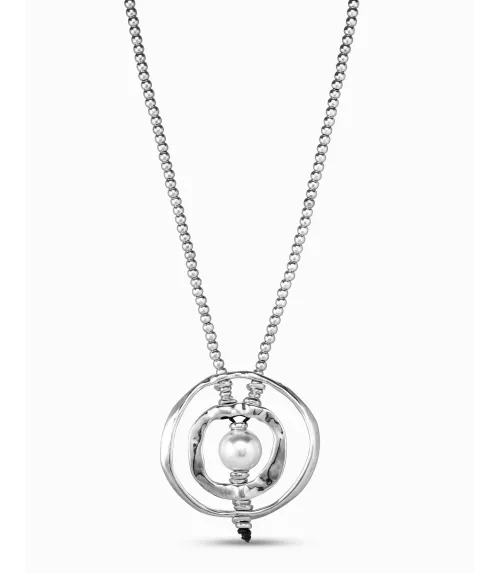 Collar Luna LLena UNOde50, en metal bañado en plata.