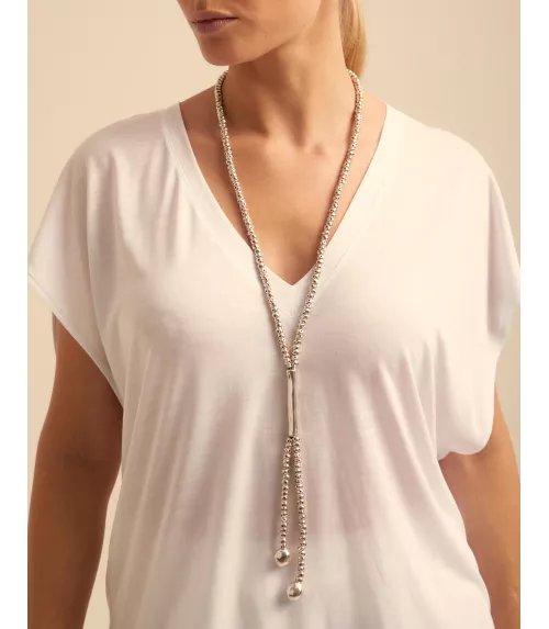 Collar Todo Bolas UNOde50, en metal bañado en plata.