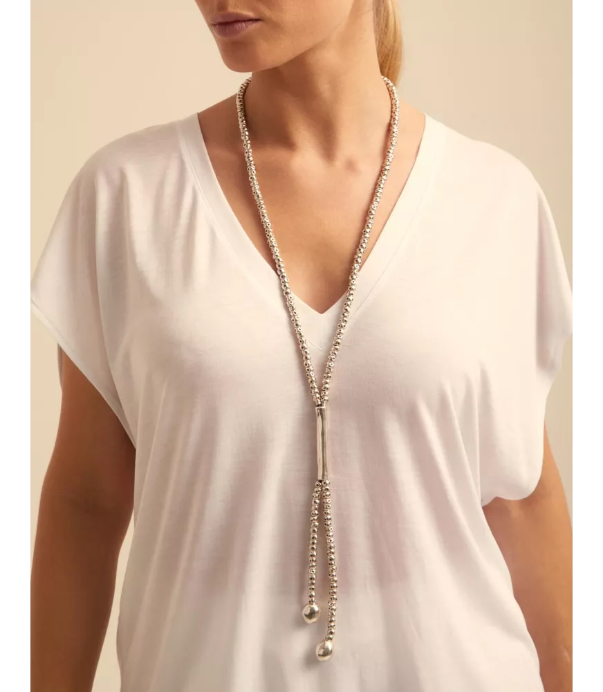 Collar Todo Bolas UNOde50, en metal bañado en plata.