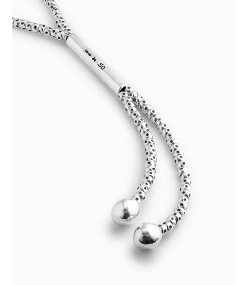 Collar Todo Bolas UNOde50, en metal bañado en plata.