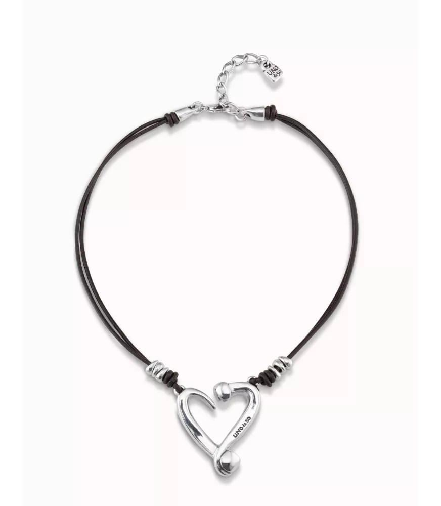 Collar Heart UNOde50, en metal bañado en plata.