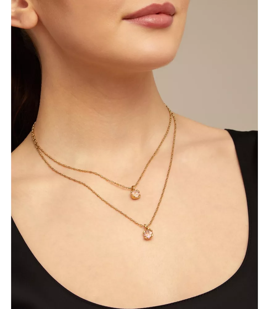Collar Aura Pink UNOde50, en metal bañado en oro.