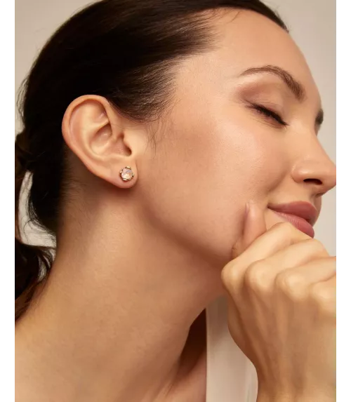 Pendientes Aura Pink UNOde50, en metal bañado en oro.