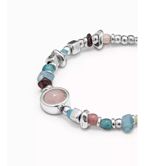 Pulsera Energia + Unode50, en metal bañado en plata.