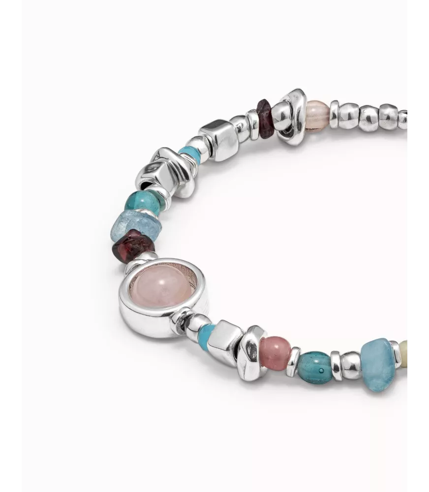 Pulsera Energia + Unode50, en metal bañado en plata.