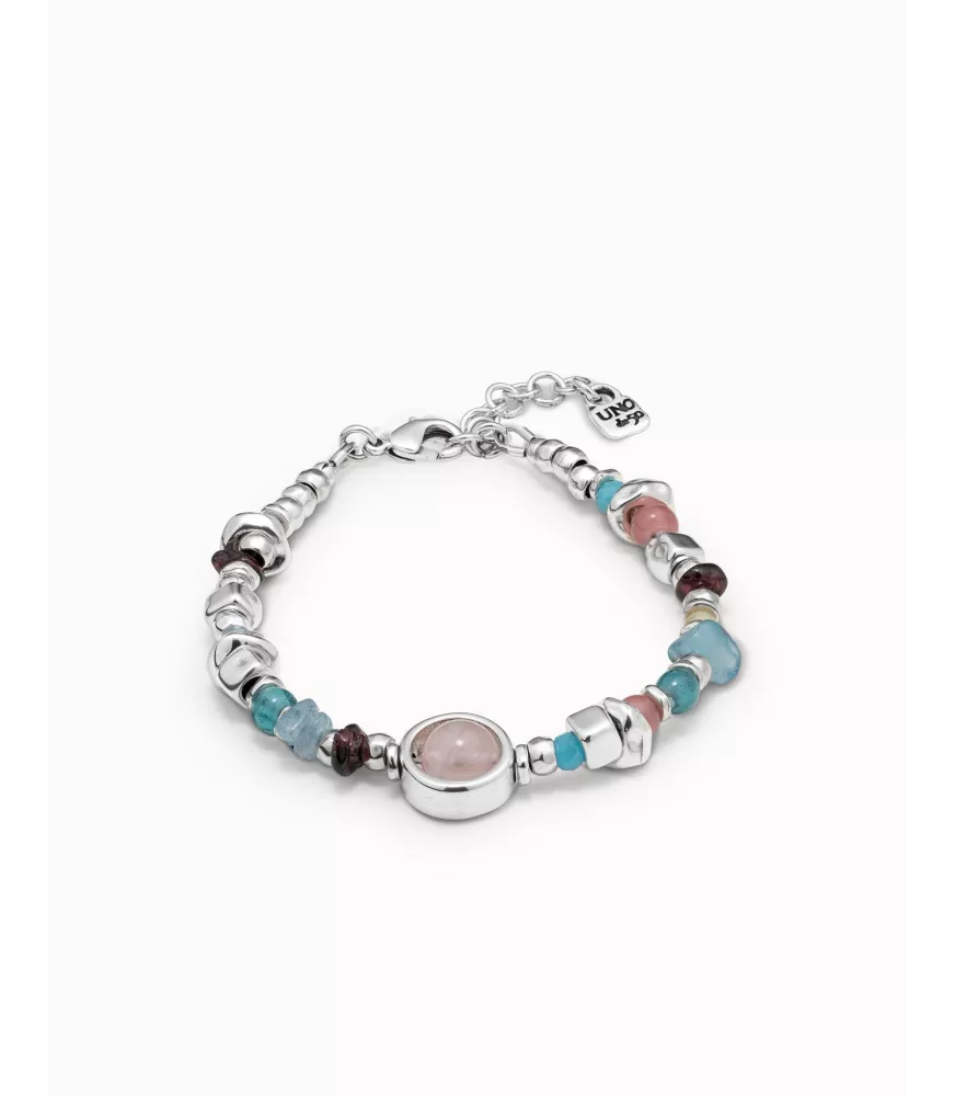 Pulsera Energia + Unode50, en metal bañado en plata.