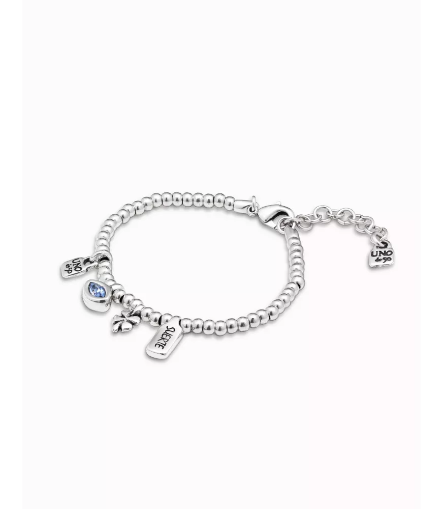 Pulsera I´m waiting 4 U Blue Unode50, en metal bañado en plata.