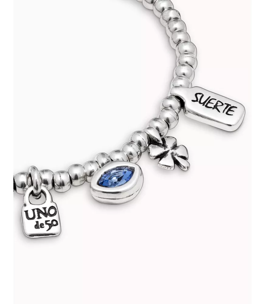 Pulsera I´m waiting 4 U Blue Unode50, en metal bañado en plata.