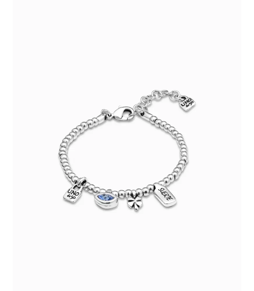 Pulsera I´m waiting 4 U Blue Unode50, en metal bañado en plata.