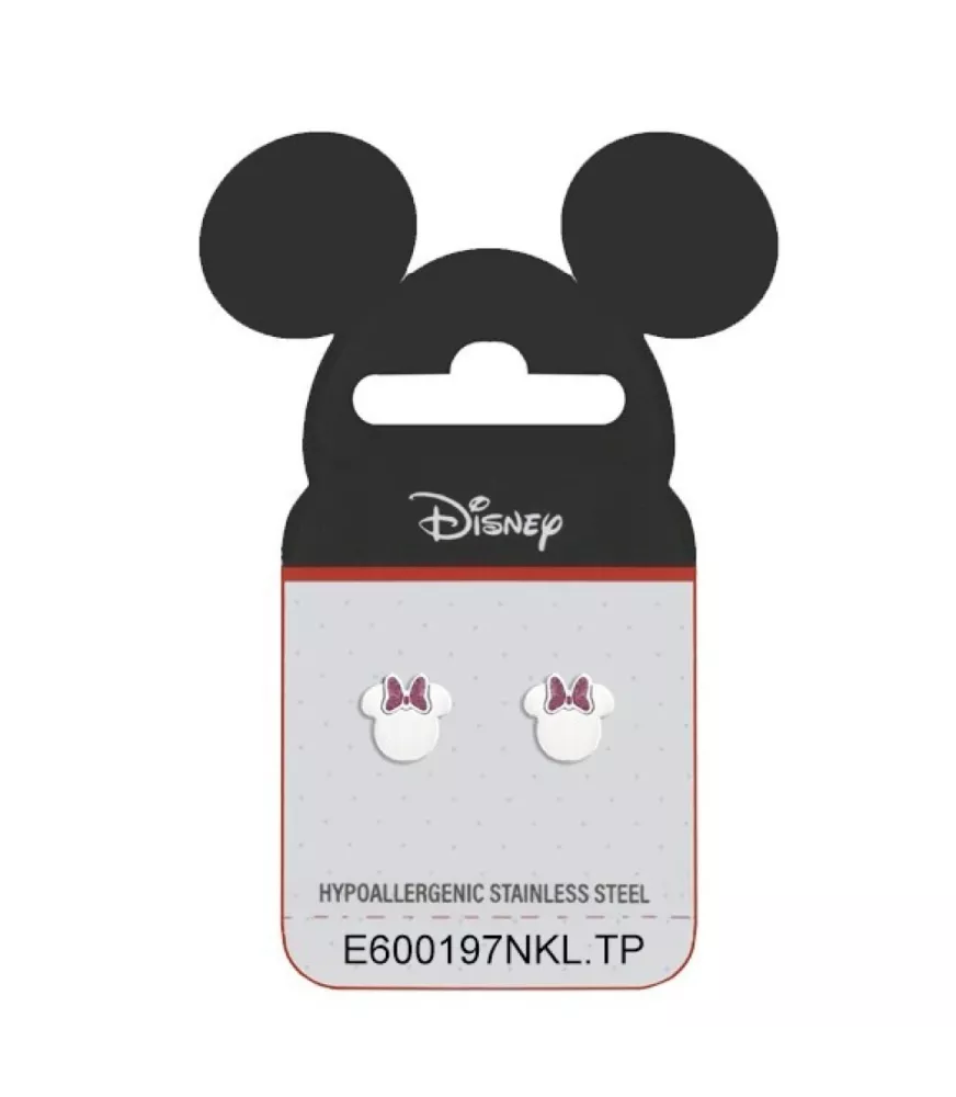 Pendientes Disney Minnie Mouse Glitter Rosa lazo, en acero