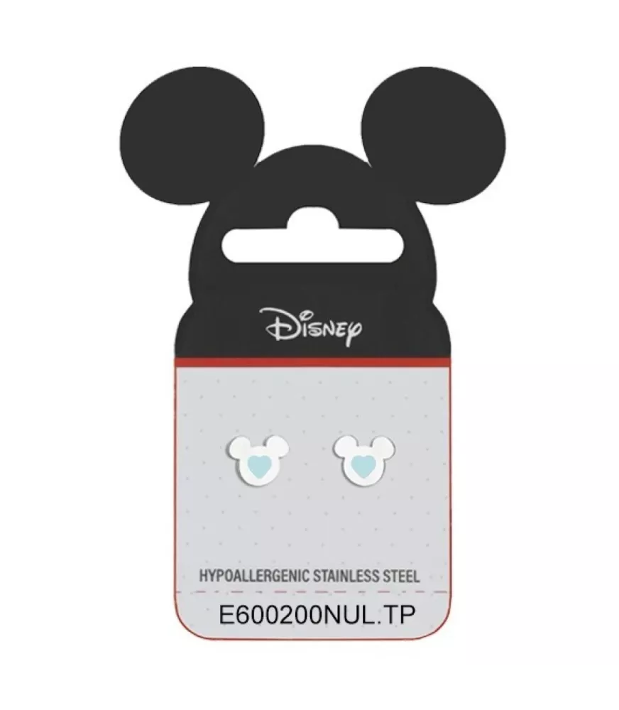 Pendientes Disney Mickey Mouse Corazón Azul, en acero