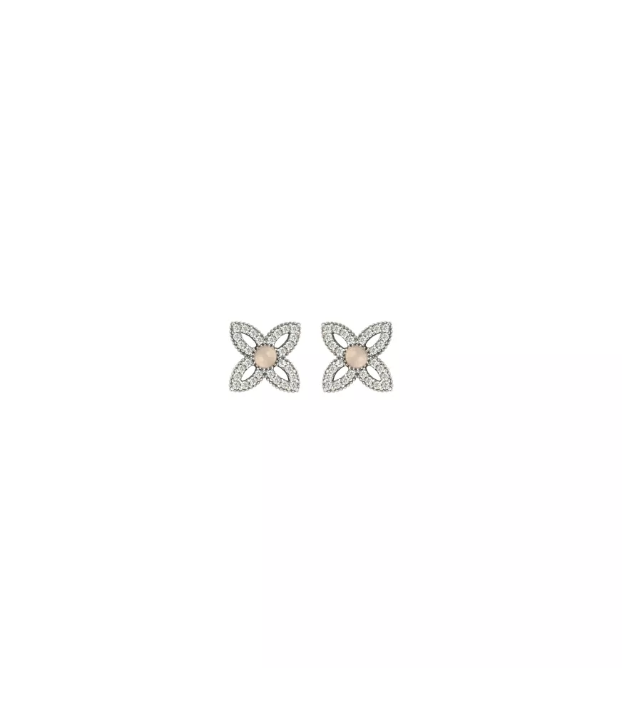 Pendientes Sunfield Chloe Cuarzo Rosa, en plata. PE064500