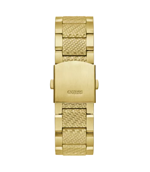 Cuarzo ,analógico, 3 agujas y multifunción. Con correa de acero dorado