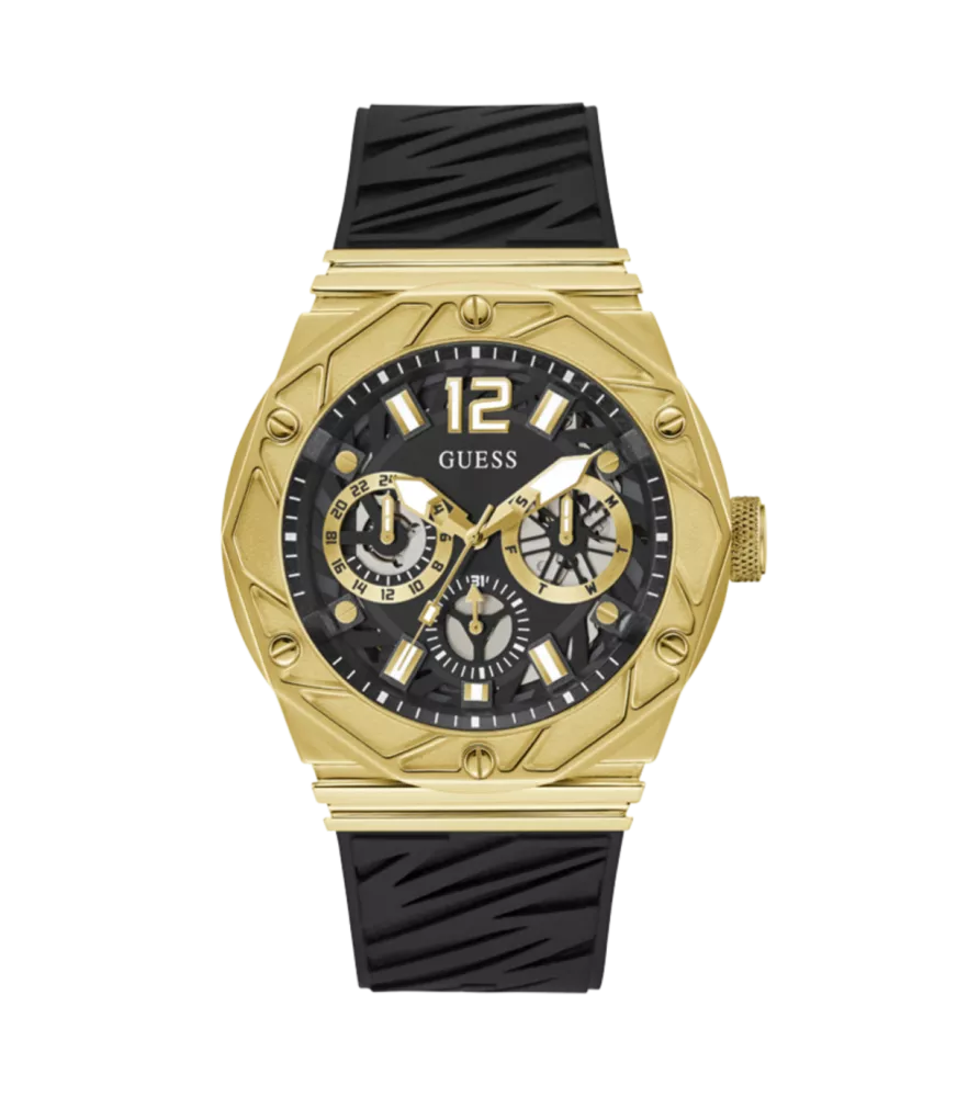 Cuarzo ,analógico, 3 agujas y multifunción. Con correa de caucho.