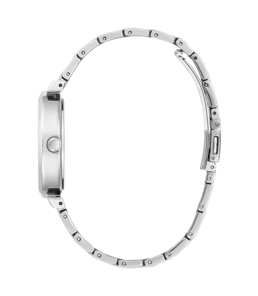 Cuarzo, analógico, 3 agujas y brazalete en acero.