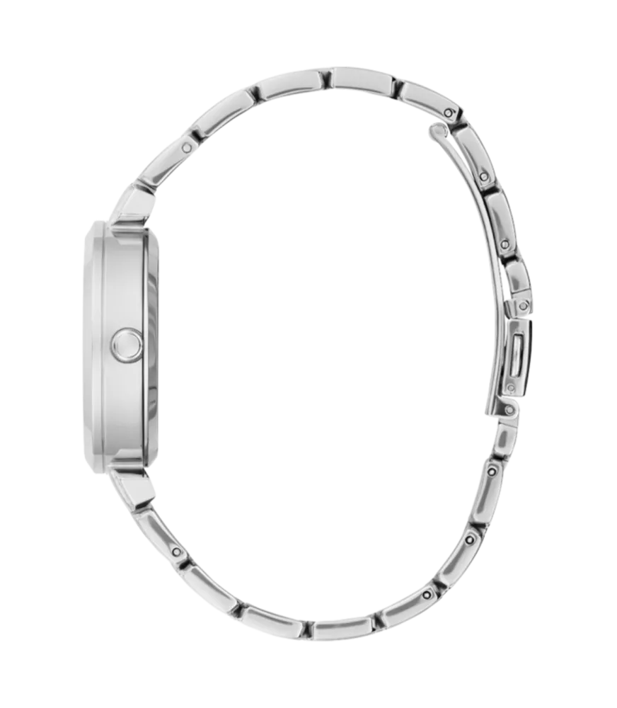 Cuarzo, analógico, 3 agujas y brazalete en acero.