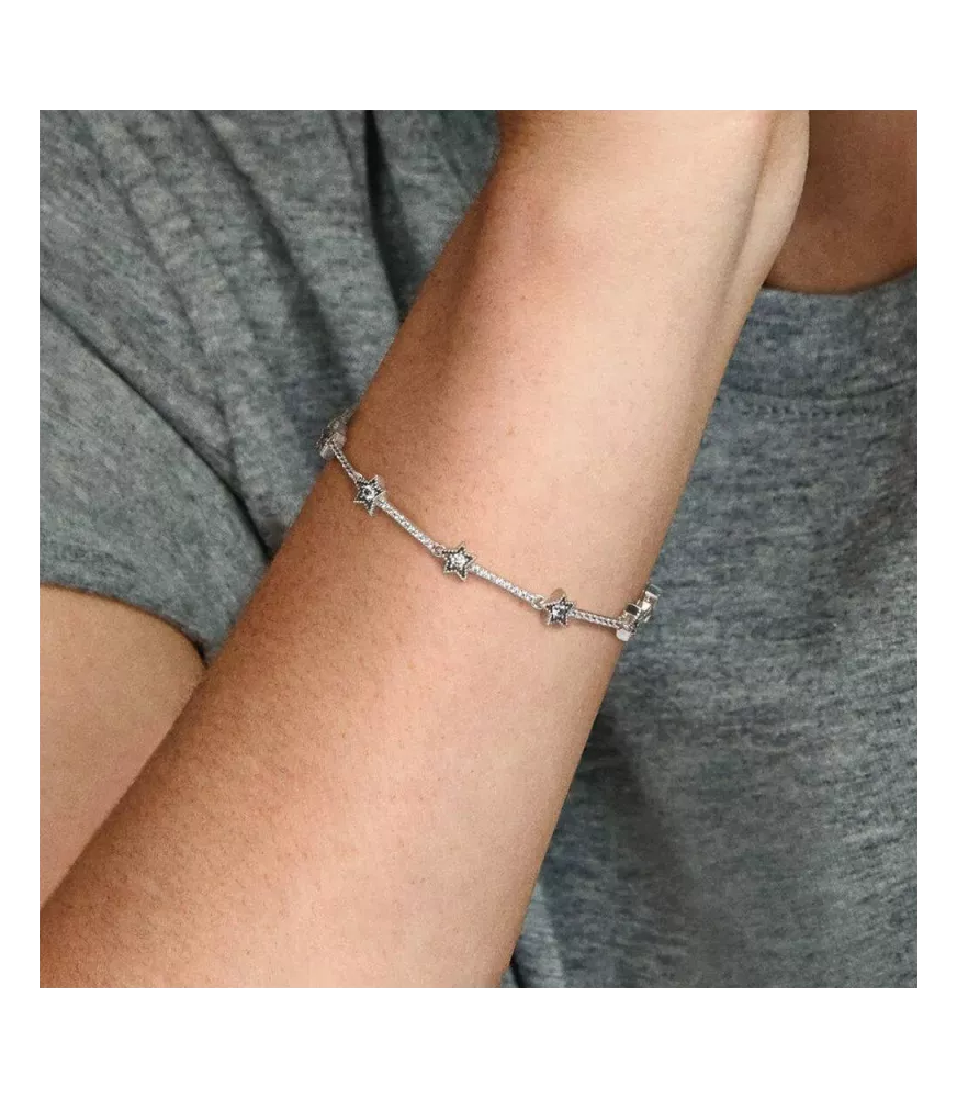 Pulsera en plata de ley Barras Brillantes en Pavé en color azul.