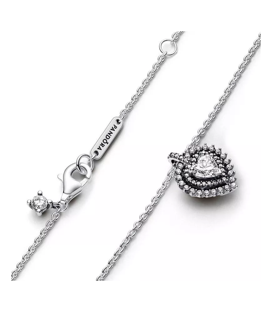 Collar en plata de primera ley Corazón Halo Brillante