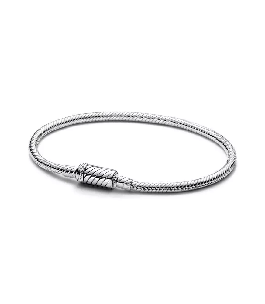 Pulsera Pandora Moments en plata de ley cadena de serpiente con cierre deslizante magnetico