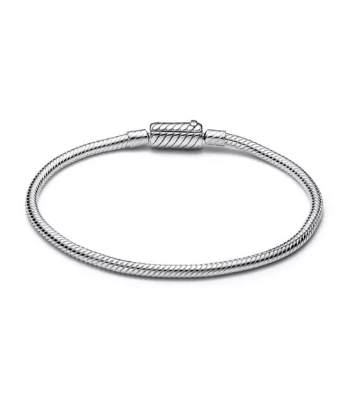 Pulsera Pandora Moments en plata de ley cadena de serpiente con cierre deslizante magnetico