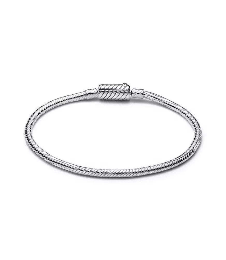 Pulsera Pandora Moments en plata de ley cadena de serpiente con cierre deslizante magnetico
