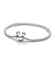 Pulsera Pandora Moments en plata de ley cadena de serpiente con cierre Mickey Mouse de Disney