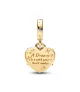 Charm Colgante Con Un Recubrimiento En Oro De 14k Doble Carroza y Corazón de La Cenicienta de Disney