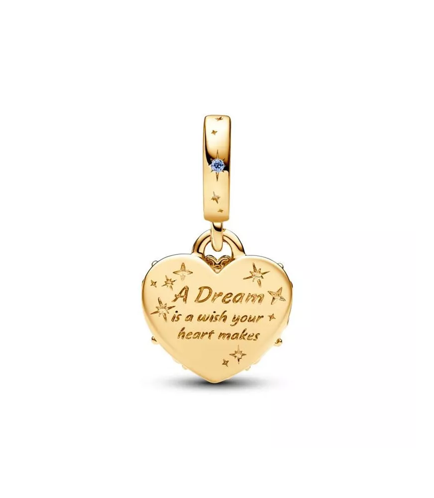 Charm Colgante Con Un Recubrimiento En Oro De 14k Doble Carroza y Corazón de La Cenicienta de Disney