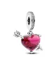 Charm Colgante en Plata de Ley de Cristal de Murano Corazón Rojo y Flecha