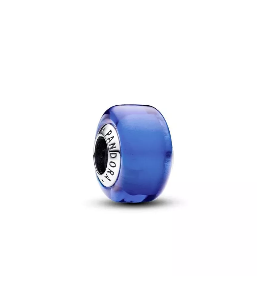 Charm en Plata de Ley Mini Cristal de Murano Azul 