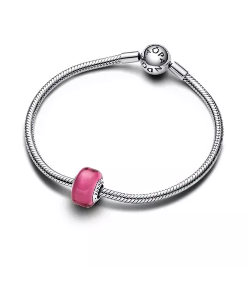 Charm en Plata de Ley Mini Cristal de Murano Rosa 