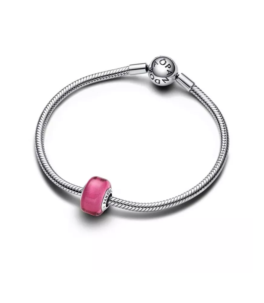 Charm en Plata de Ley Mini Cristal de Murano Rosa 