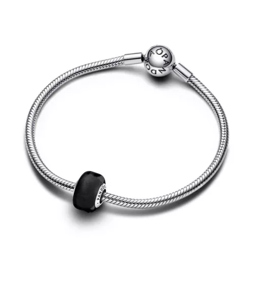 Charm en Plata de Ley Mini Cristal de Murano Negro 