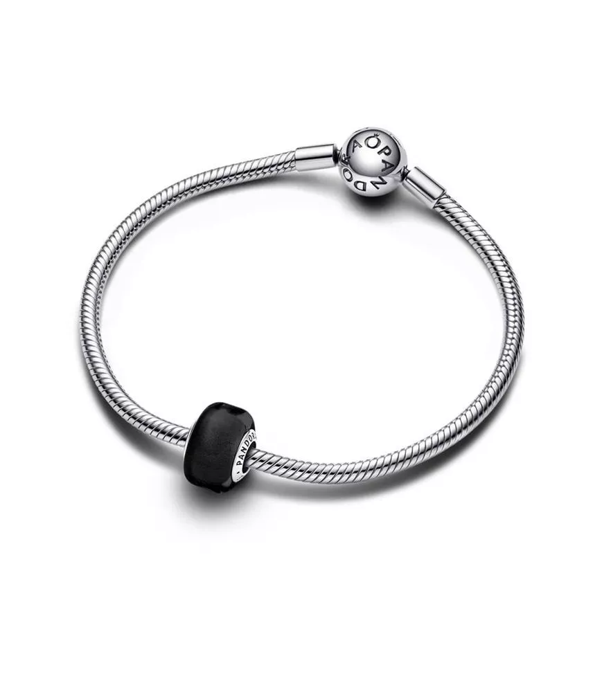 Charm en Plata de Ley Mini Cristal de Murano Negro 