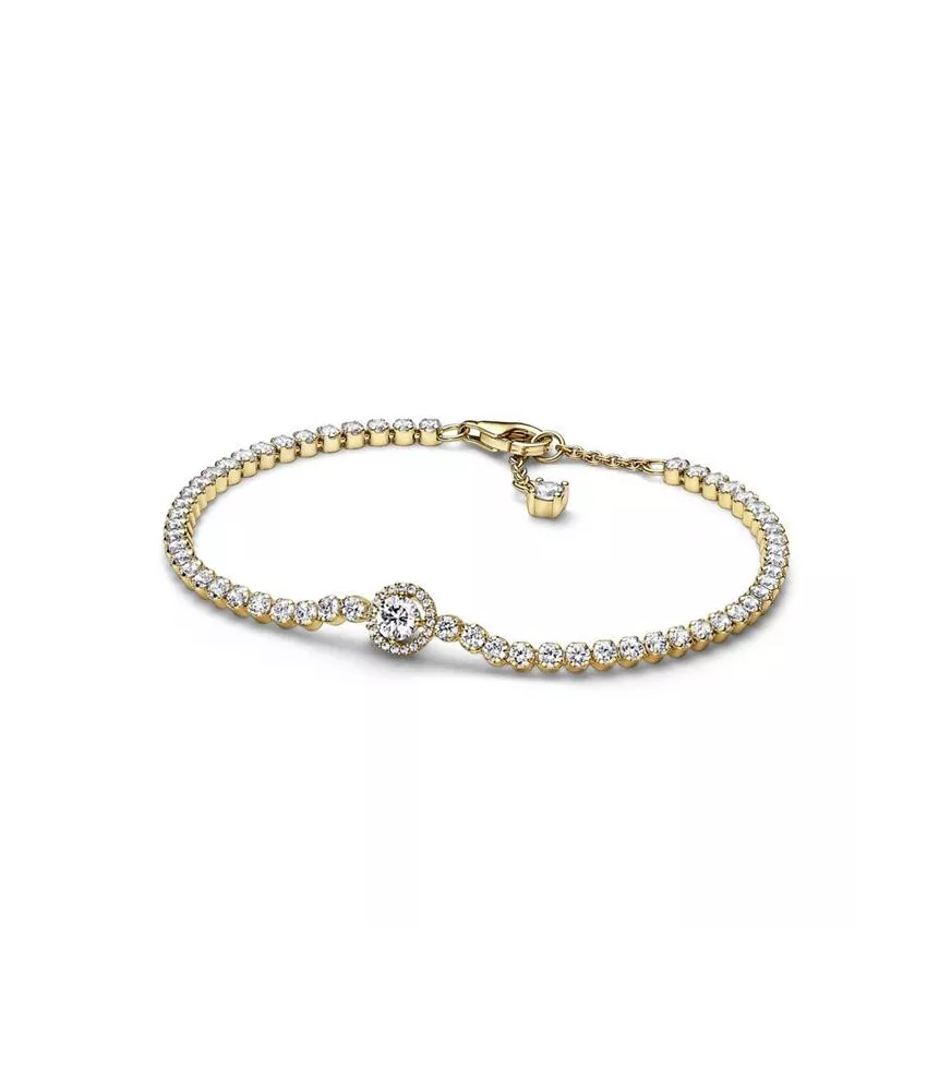 Pulsera en Plata de Ley  de cuentas y pavé